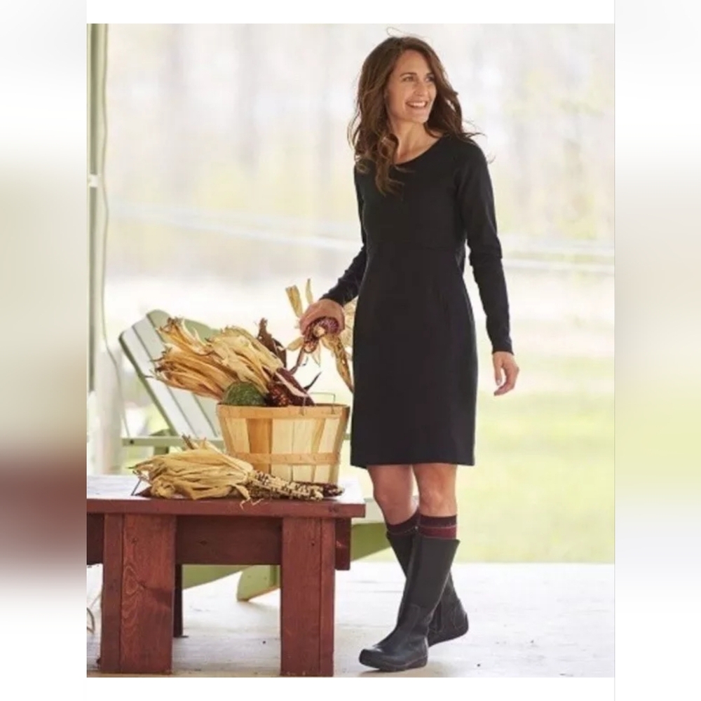 ponte knit dress with pockets Duluth Trading Womens XS Black Wearwithall Stretch Pocket group-657